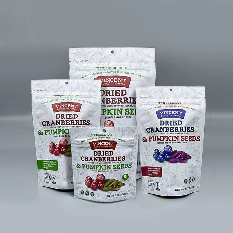 卸売カスタム再封可能ホエイプロテインパウダースタンドアップポーチ種子乾燥食品フルーツナッツ米粉包装袋