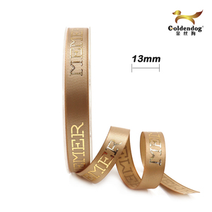 Großhandel <span class=keywords><strong>Custom</strong></span> <span class=keywords><strong>Brand</strong></span> Logo Goldfolie gedruckt Polyester Satin band für die Verpackung Dekoration