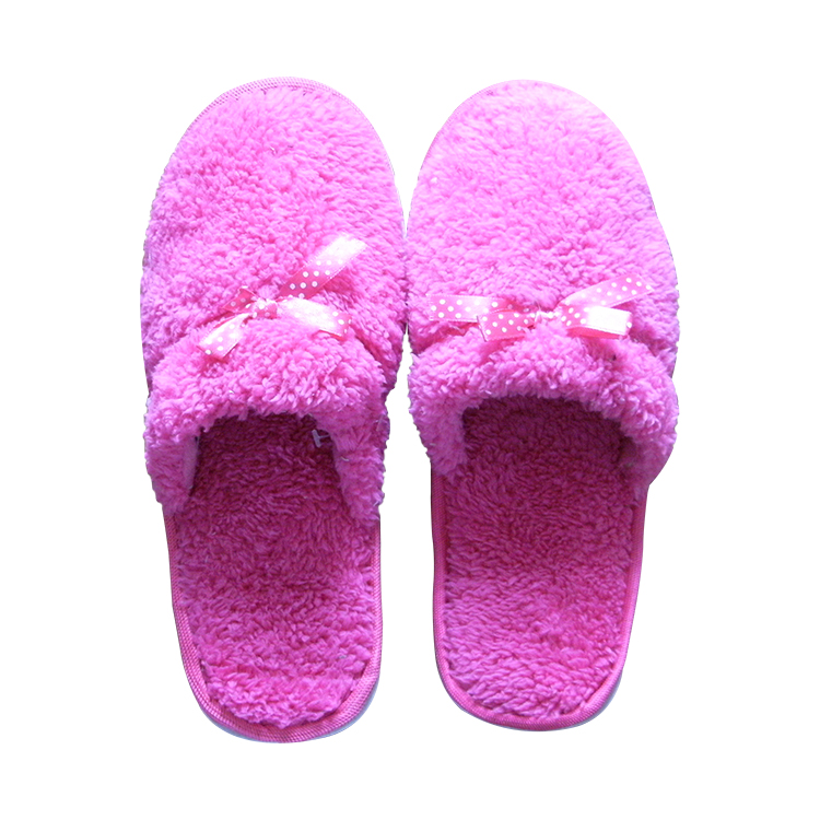 China factory direct sale customized plush cotton fabric woman slippers for home