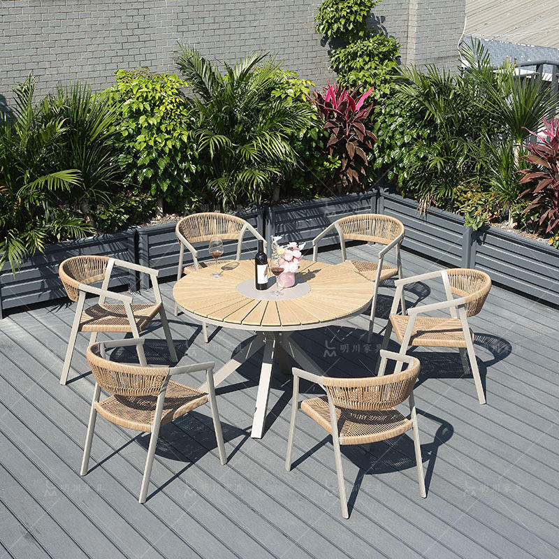 6 murphy chair-120 plastic wood round table