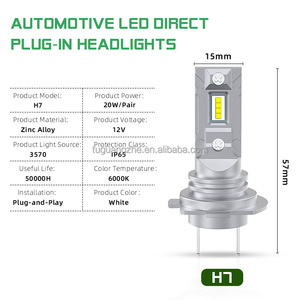 GZ หลอดไฟหน้ารถยนต์ LED แบบปลั๊กแอนด์เพลย์ H7 IP65รุ่นใหม่กันน้ำชุดไฟซุปเปอร์ไลท์ไม่ทำลายการติดตั้ง - Product Image 2