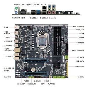 Esonic Q570 LGA 1200 Desktop Gaming Motherboard Type C DP <strong>DDR4</strong> M.2 MATX <strong>Computer</strong> Main Board for 10th 11th Gen - Product Image 5
