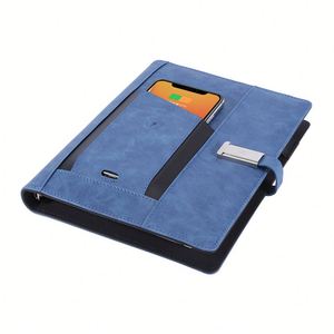Custom grande capacità di ricarica Wireless Power Bank Usb Flash drive A5 PU Notebook - Product Image 5