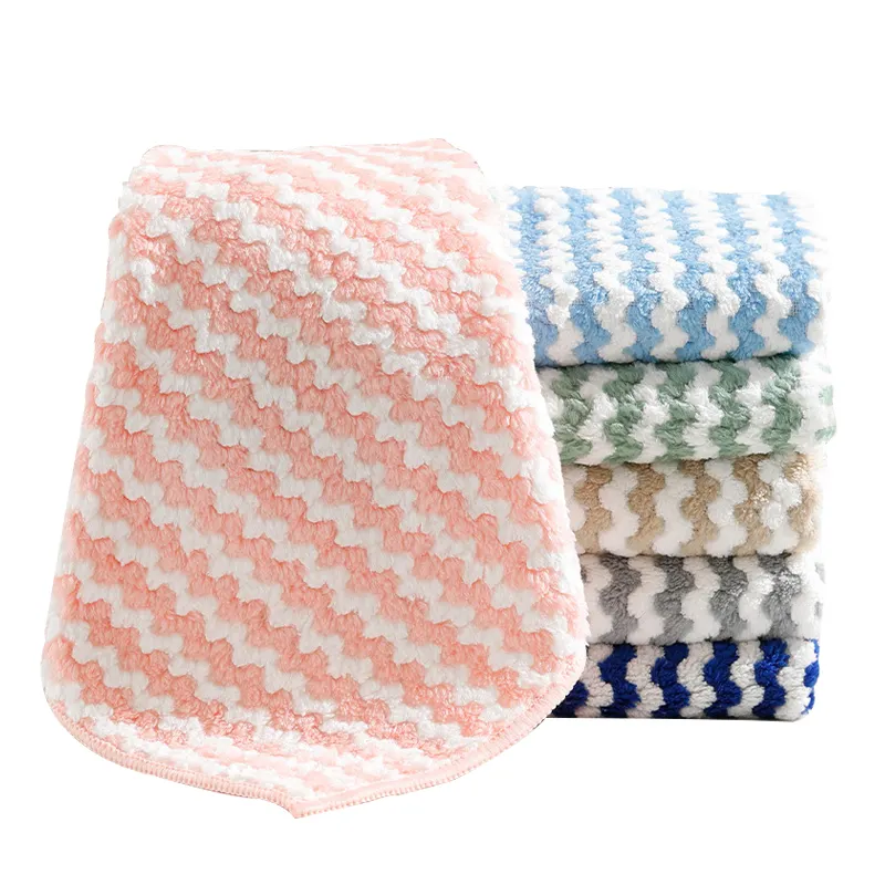 Altamente absorvente coral velo micro fibra lavagem prato limpeza panos cozinha toalhas set