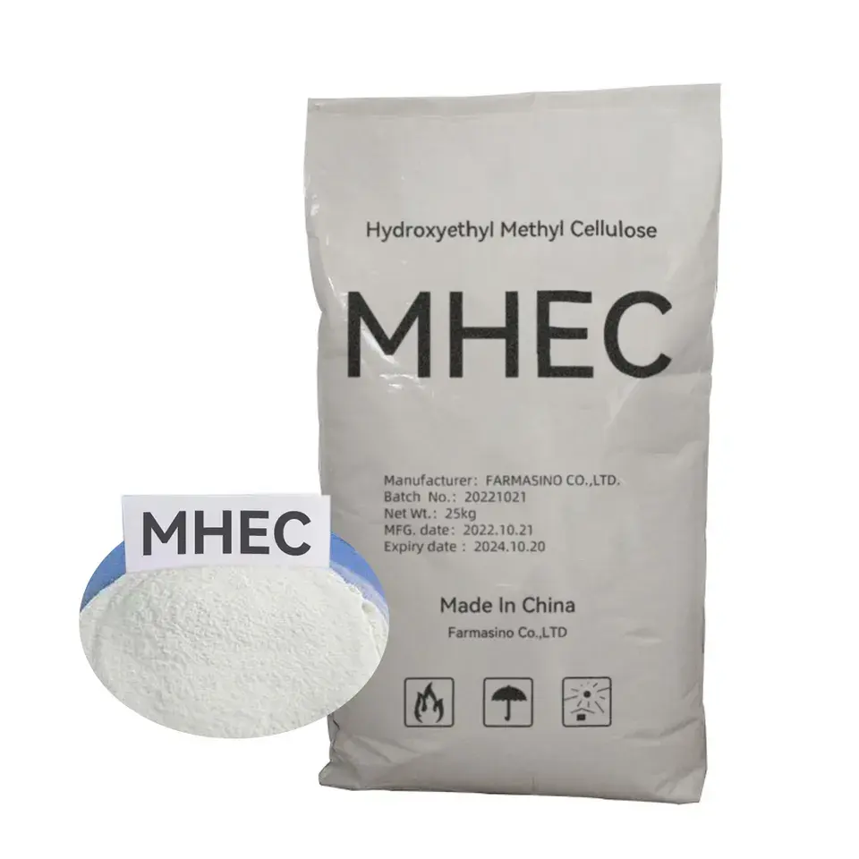 Les produits chimiques de construction additifs de mortier de mélange sec de haute pureté saupoudrent la cellulose méthylique hydroxyéthylique Mhec