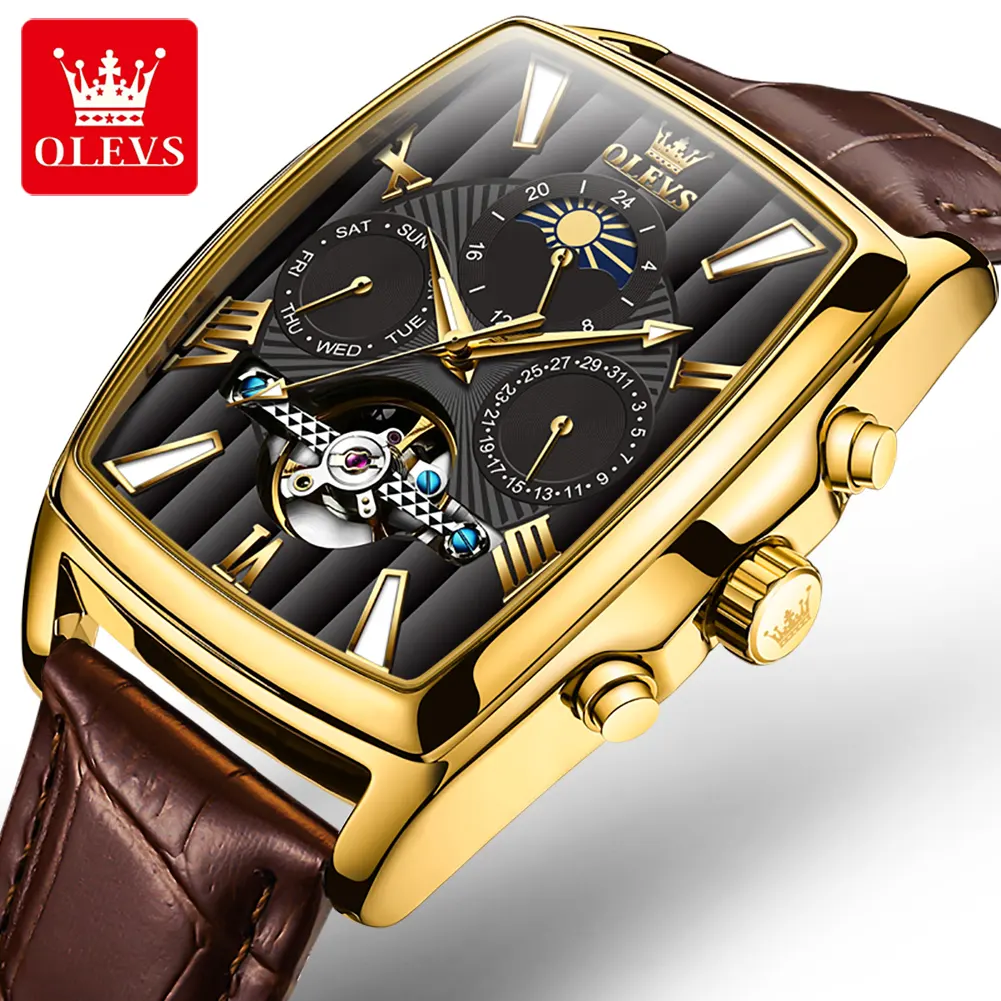 OLEVS-reloj Rectangular de acero inoxidable para hombre, pulsera clásica a la moda, novedad, 6675
