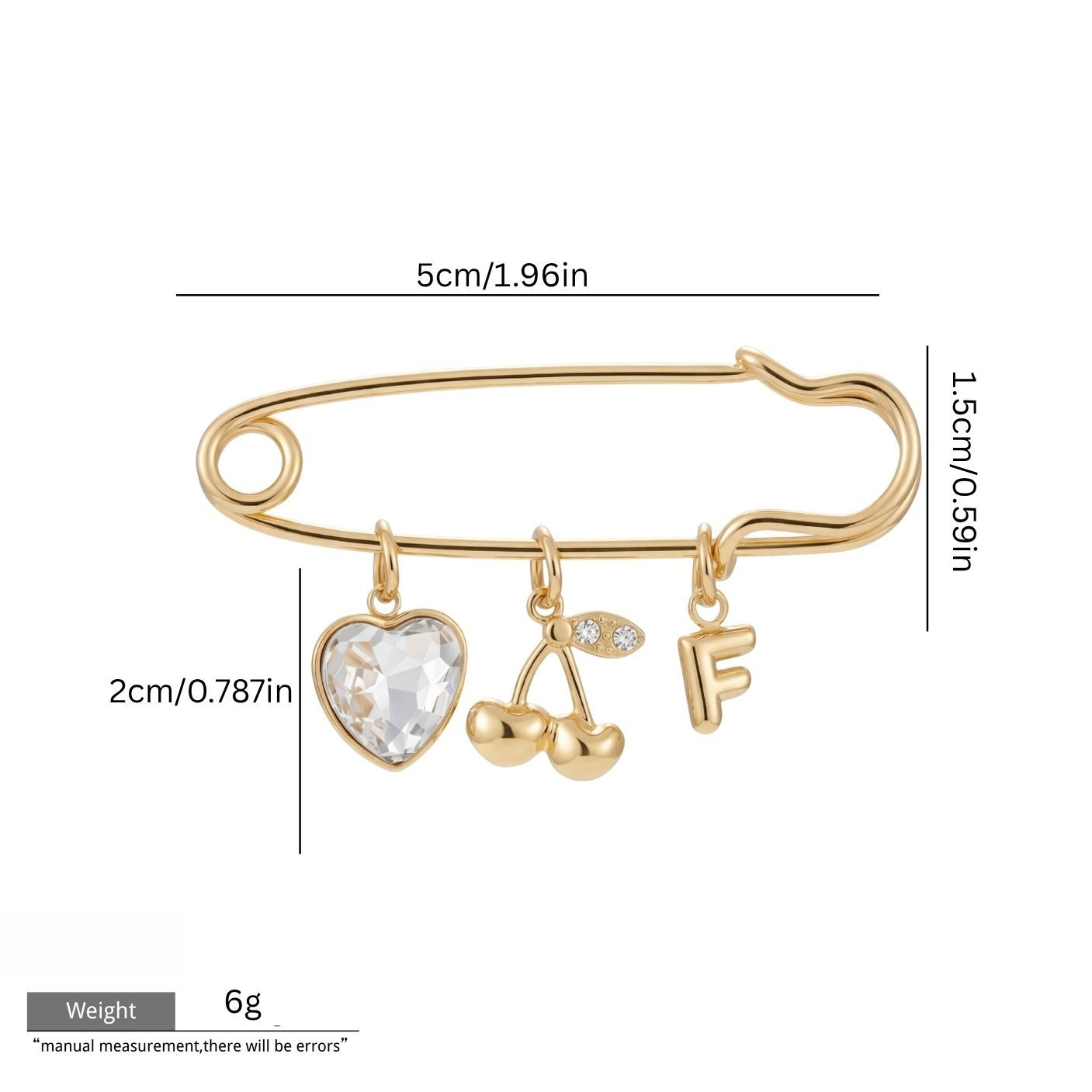 Gold Heart Cherry Brooch GRJ4804BH