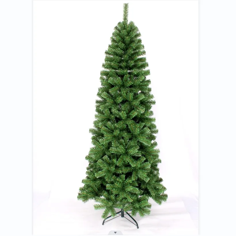210CM fácil montaje Color verde PVC lápiz en forma de árbol de Navidad Artificial PVC Navidad árbol con bisagras