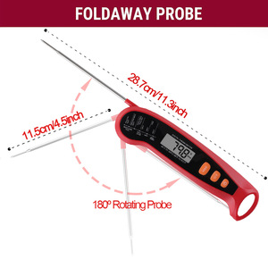 Складной цифровой пластиковый водонепроницаемый термометр для духовки и барбекю высокотемпературный ЖК-дисплей Кухонный Термометр - Product Image 3