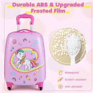 キッズかわいいピンクユニコーンキャリーセット<span class=keywords><strong>18</strong></span>インチの荷物と13インチの子供たちはトロリー荷物バッグの子供たちを旅行します