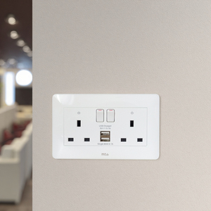 ซ็อกเก็ต UK คู่แบบทันสมัยและเรียบง่ายพร้อมสวิตช์และไฟแสดงสถานะและ3.1A USB/5V เหมาะสำหรับทั้งครอบครัว - Product Image 4