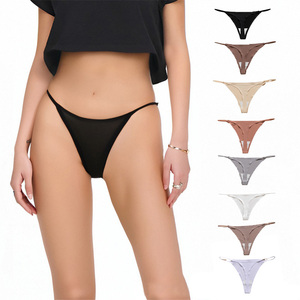 Mutandine a vita bassa senza cuciture da donna mutandine in seta di ghiaccio in tinta unita traspirante Sexy Lingerie femminile con stringhe da donna biancheria intima erotica - Product Image 1