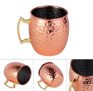 畅销4套高品质纯铜莫斯科骡子不倒翁，带手柄，用于葡萄酒和啤酒派对