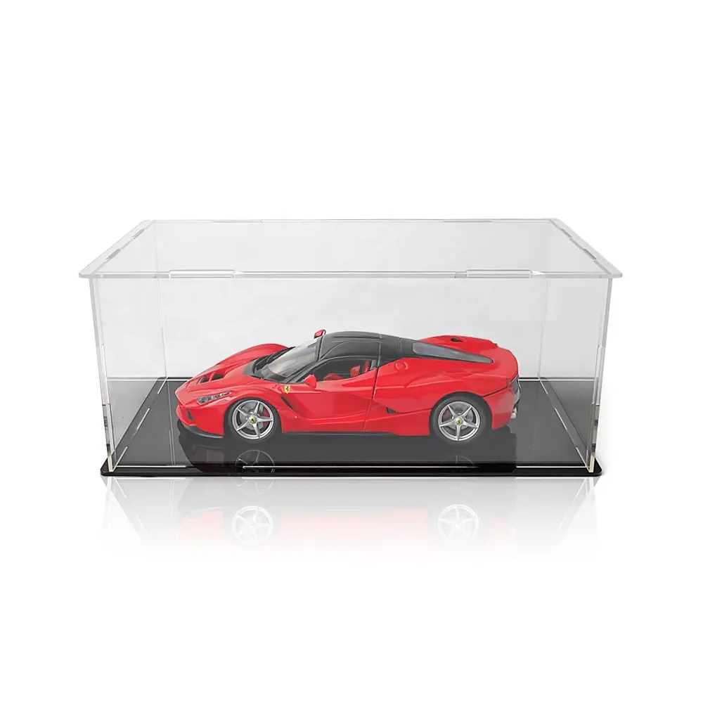 Caja de almacenamiento de encimera ensamblada, caja de exhibición acrílica de coche deportivo transparente para coches modelo a escala 1:18