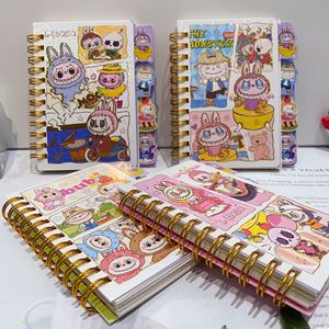 新款Labubu笔记本套装labubu文具学生烫金线圈可爱卡通页面笔记本女孩心记事本手册议程 - Product Image 4