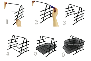 Văn Phòng 3 Lớp Màu Đen Kim Loại Lưới Stackable Máy Tính Để Bàn Tài Liệu Thư <span class=keywords><strong>Tray</strong></span> Organizer Cho Văn Phòng Nhà - Product Image 6