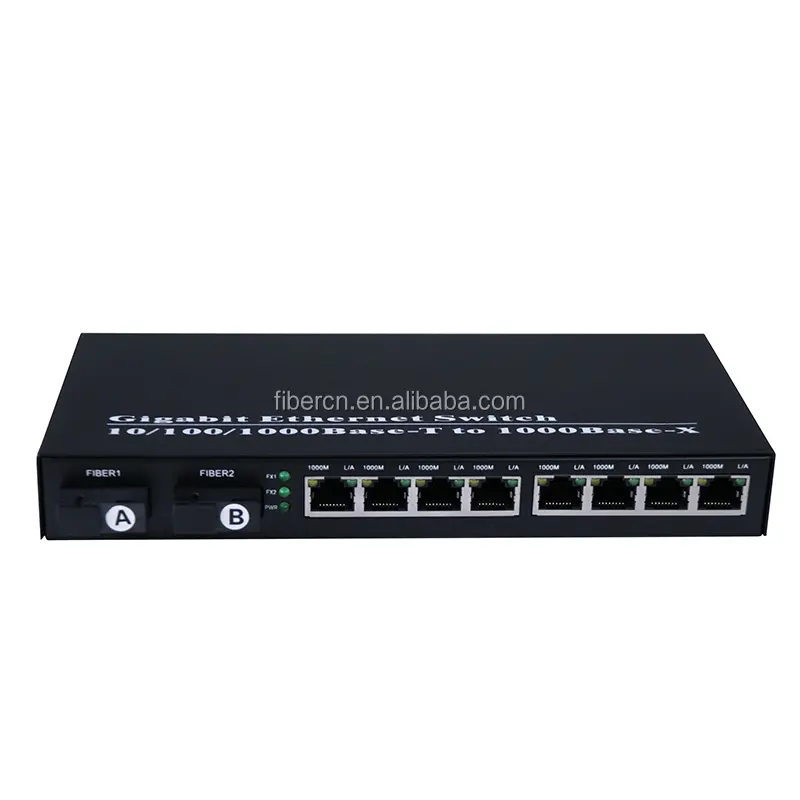 2 волокна 8RJ45 10/100/1000M gigabit ethernet-коммутатор OEM волоконно-оптический медиа конвертер