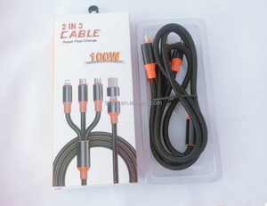 4 in 1 kalın naylon 100w süper hızlı şarj olan Usb kablosu tip c mikro şarj aleti kablosu iphone 14 13 12 11 Pro Max Android - Product Image 6