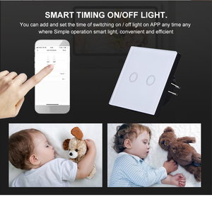 Makegood 2 Gang2WayスマートスイッチEU標準タッチパネルwifiスイッチAlexa & GoogleホームコントロールWifiスマートライトスイッチ - Product Image 5