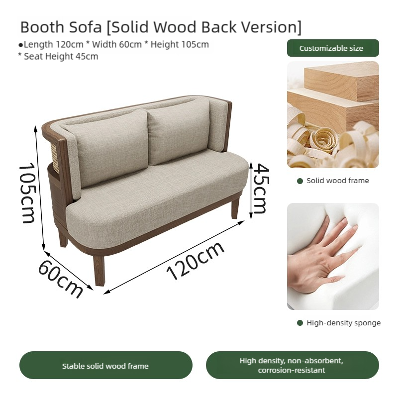 Sofá tipo booth con estructura de madera maciza de 1.2 metros.