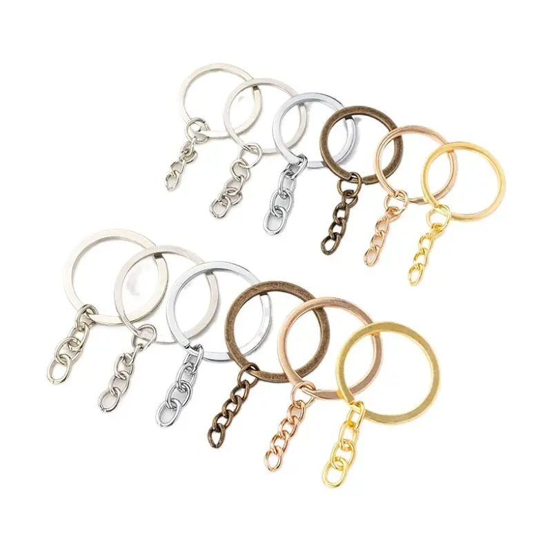 Porte-clés fait à la main avec connecteurs de chaîne, anneau à maillons de différentes couleurs, porte-clés plat fendu, vente en gros