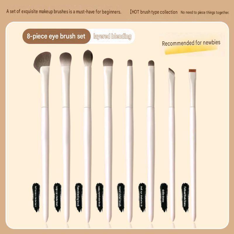 8 white porcelain eyeshadow brushes
