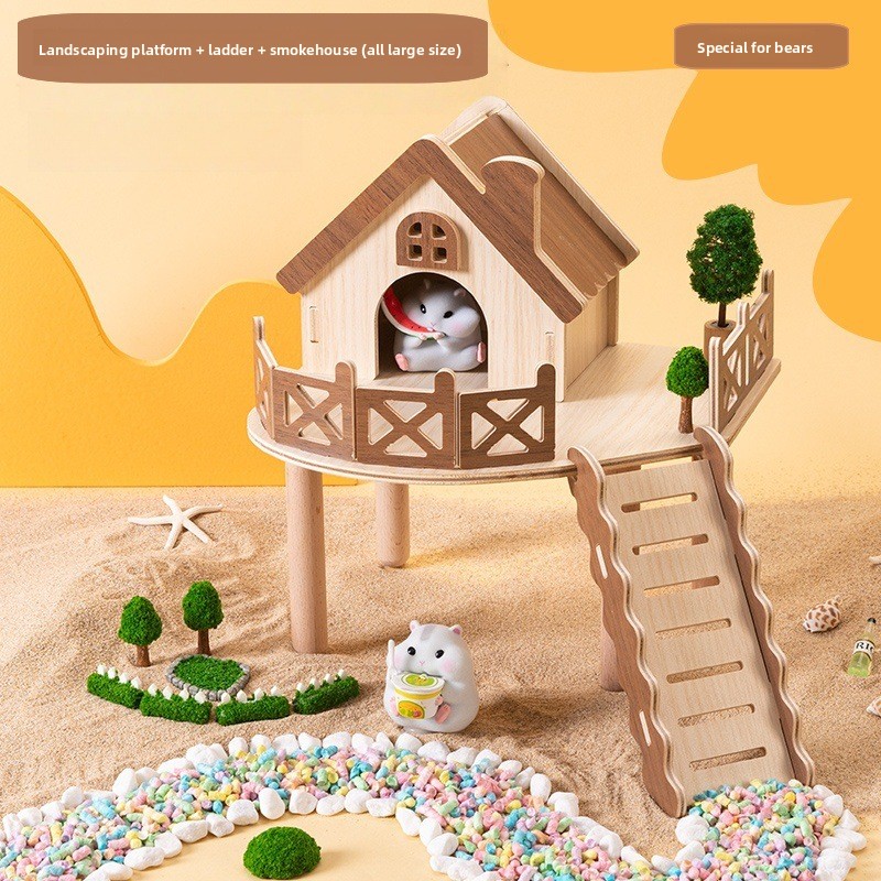 Plataforma de jardinería + escalera + casa chimenea - tamaño grande