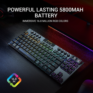 Interruptor de aluminio 2,4G Bluetooth inalámbrico RGB retroiluminado Intercambio en caliente Teclas de perfil bajo Teclas árabes Teclado mecánico para juegos de computadora - Product Image 5