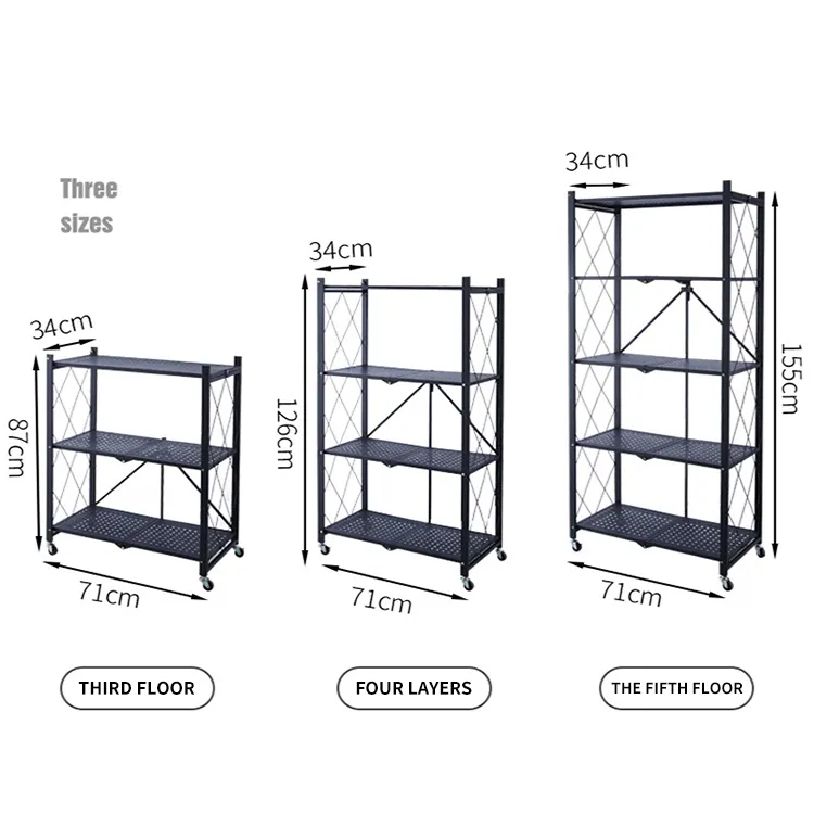 Scaffale pieghevole per libri da cucina in metallo con ruote scaffale per organizer da cucina