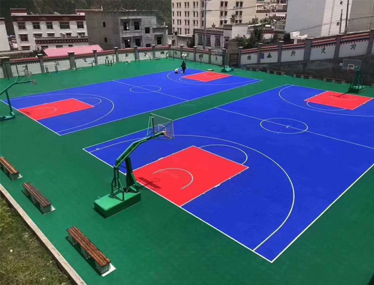 High Quality Interlocking Tiles Futsal Floor PP Plastic Suspended Modular Indoor Purple Yellow Green Hockey Basketball Red White