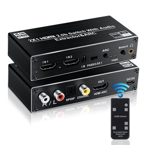 SYONG <strong>HDMI</strong> <strong>Switch</strong> Audio Extractor ARC, <strong>2</strong> <strong>Inputs</strong> <strong>1</strong> <strong>Output</strong> 4K@60hz with Optical Toslink SPDIF Coaxial+ Analog RCA Stereo Audio Out