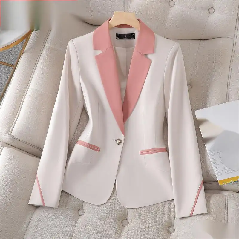 S-4XL profissional pequeno terno das mulheres manga comprida casaco formal roupas de trabalho Top