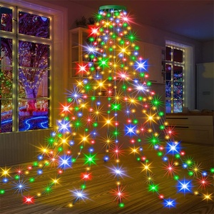 Weihnachts dekoration Baum LED-Lichter mit Ring 8 Strings 200 LEDs 4.92FT Weihnachten dekorative Lichterkette auf Baum Licht warmweiß - Product Image 1