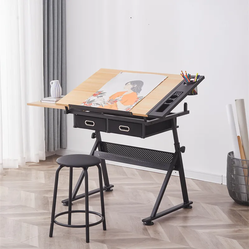 Professionele Engineering Tekening Tafel Kunst Tafel Opvouwbare Opheffing Glazen Top Ezel Tafel