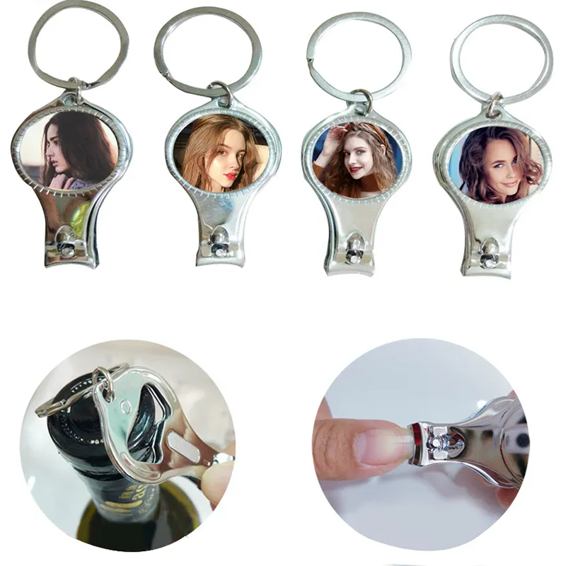 Multi-Function Sublimation Blank Foldable Hand Toe Opener Keyring Nail Scissors Nail Cutters