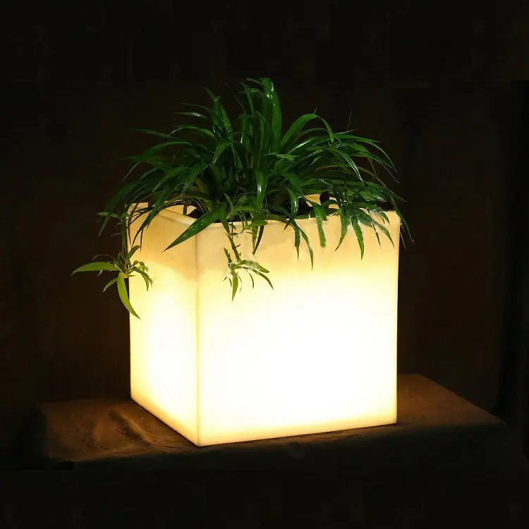 40cm Square LED Illuminated Ice Bucket Furniture Waterproof wireless battery,Led flower Plant Vase LIGHT beer cooler