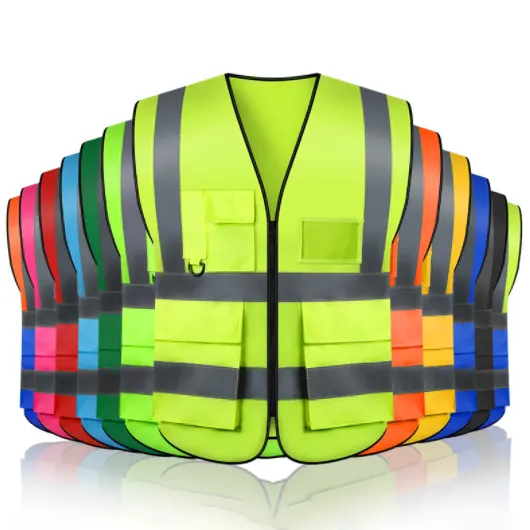 HBC High Visibility Security Reflective Clothing for running Polyester hi viz Work Road Construction Safety Vest with logo