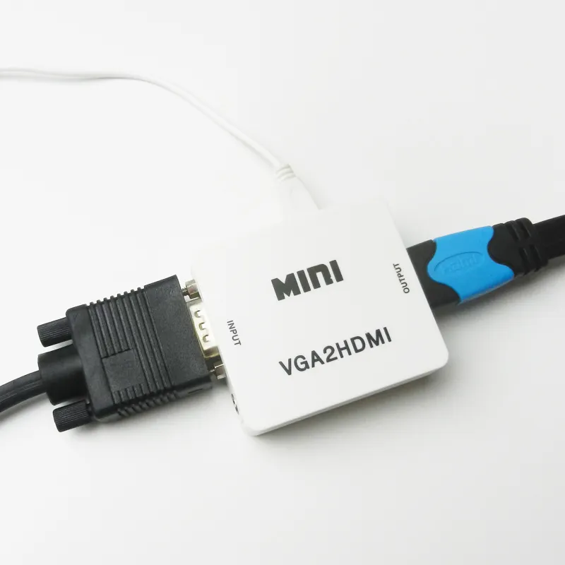 Mini boîtier convertisseur VGA vers HDMI 1080P HDMI vers VGA adaptateur vidéo Audio AV pour PC portable DVD vers HDTV