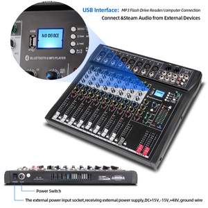 เจ้าหน้าที่ DT8มืออาชีพดีเจผสมอินพุต USB 48V ประสิทธิภาพ8ช่องผสมเสียง - Product Image 2