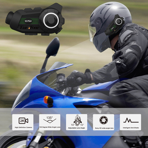Auricolare Bluetooth moto con fotocamera 2K, BT casco citofono, 1500M, 6 piloti gruppo citofono sistemi di comunicazione senza fili
