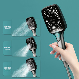 <strong>New</strong> Designer Gray Exposed 4-Push Button Piano Key Digital Shower Faucet <strong>Mixer</strong> 10 Inch Rainfall Jet Soft Rain Head Ceramic