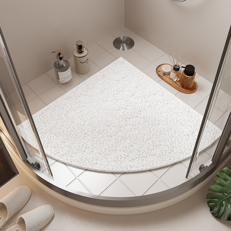 Tapis de douche - en forme d'éventail blanc