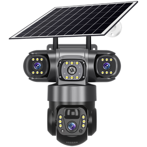 Güneş kamera 4G fabrika fiyat 3 Lens 3 görünümleri kablosuz güvenlik kamerası ağ 4G güvenlik kamera PTZ gece görüş otomatik takip - Product Image 1