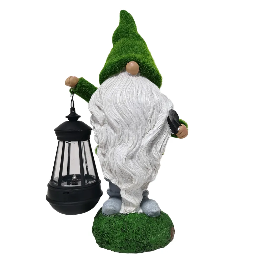 Figurine en résine féerique lumière solaire Sculpture petit homme drôle jardin Gnomes ou nains