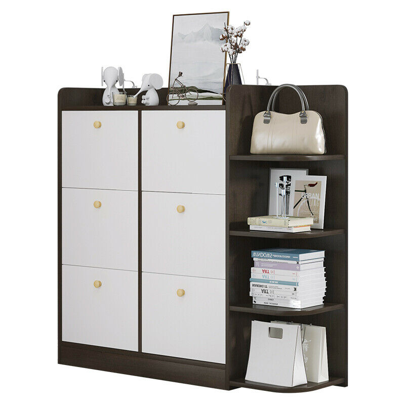 6 Drawer Wooden Shoe Cabinet Storage Cupboard Footwear Stand Shoe Rack Living Room Furniture