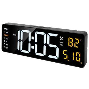 Orologio da parete digitale grande Display da 16.2 pollici LED orologio digitale con data settimana temperatura con telecomando orologio da parete sveglia - Product Image 1