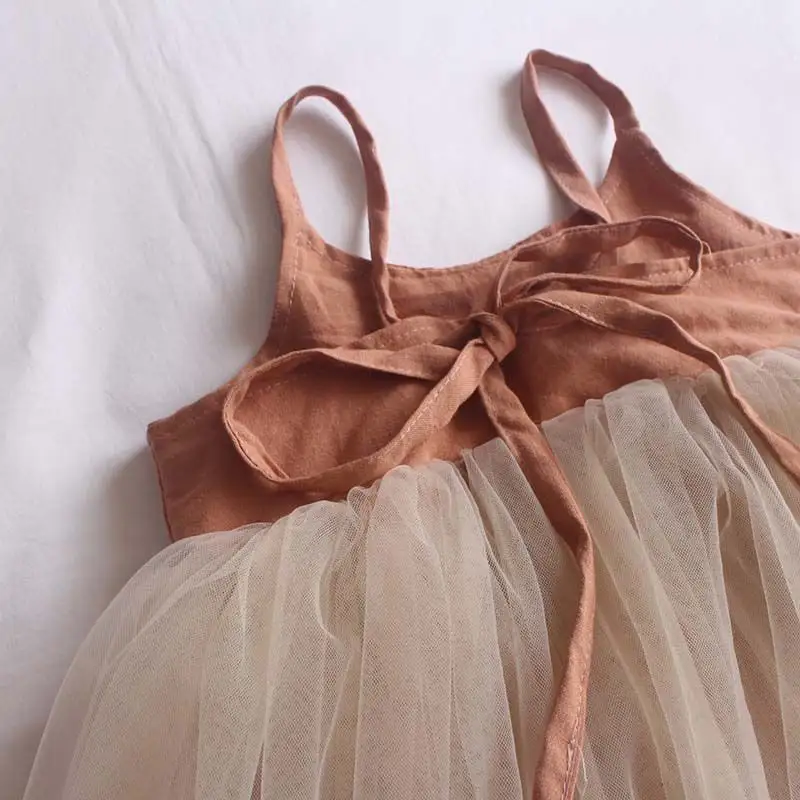 Vestido de verão tutu para bebês meninas, vestido de praia rosa emborrachado de algodão, vestido de princesa deslizante