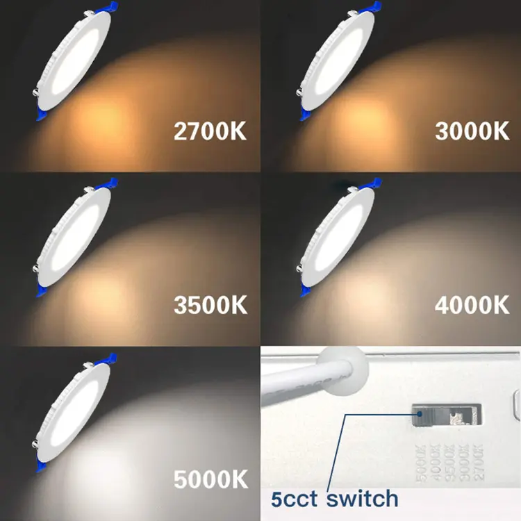 Luces LED empotradas regulables para oficina, panel de luz de techo de 2700K 3000K 3500K 4000K 3 4 6 8 pulgadas, 5000K