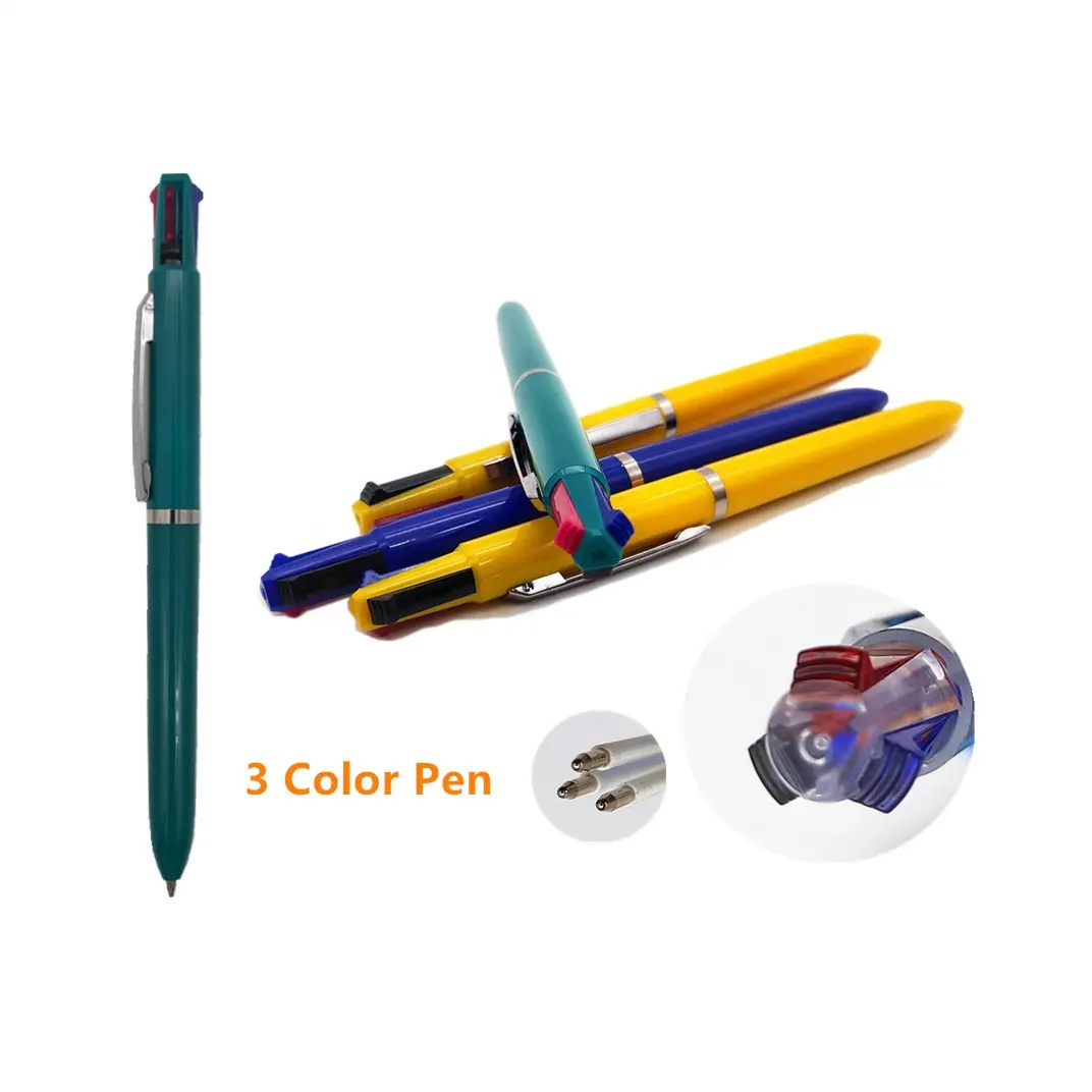 Bolígrafo fino multicolor 3 en 1 con LOGO personalizado, venta al por mayor