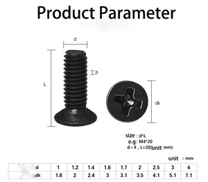黒色亜鉛メッキ十字皿頭機M1 M1.2 M1.6 M1.7 M2 M3ネジ - Product Image 6